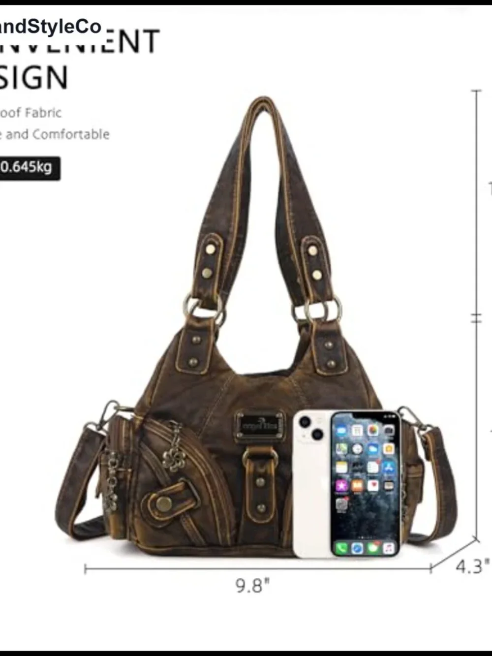 Vegan Leather Hobo Shoulder Bag Multi-Pocket Crossbody Tote